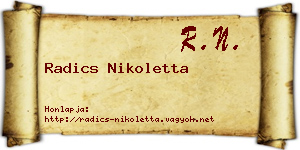 Radics Nikoletta névjegykártya